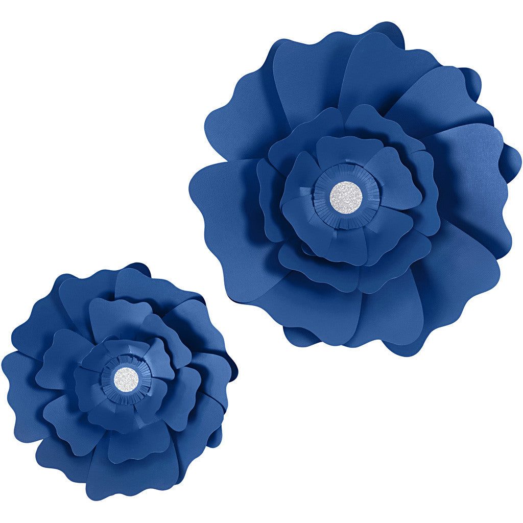 Papierblumen, D 15+25 cm, 230 g, Blau, 2 Stk/ 1 Pck [HOB-599904]