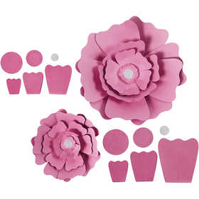 Papierblumen, D 15+25 cm, 230 g, Rosa, 2 Stk/ 1 Pck [HOB-599909]