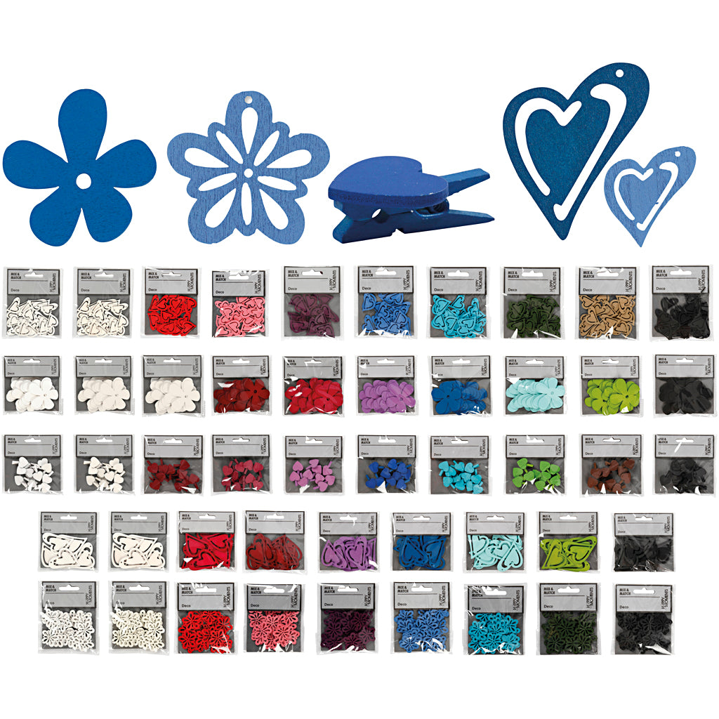 Wood decoration, Content may vary , assorted colours, 50 pack