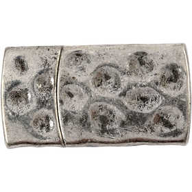 Magnetschloss, Größe 7x29 mm, Lochgröße 3x10 mm, Antiksilber, 1 Stk [HOB-600010]
