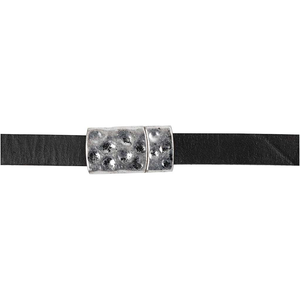 Magnetschloss, Größe 7x29 mm, Lochgröße 3x10 mm, Antiksilber, 1 Stk [HOB-600010]