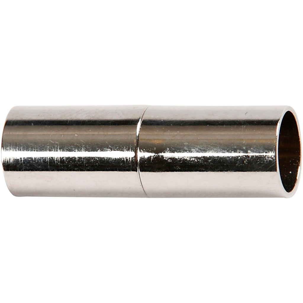 Magnetic Clasp, L: 20 mm, hole size 5 mm, silver-plated, 2 pc