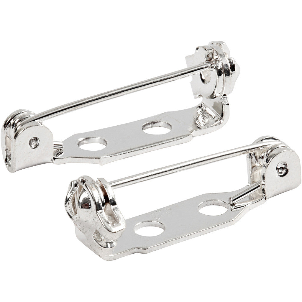 Broschenrückseite, L 15 mm, Versilbert, 100 Stk/ 1 Pck [HOB-600701]