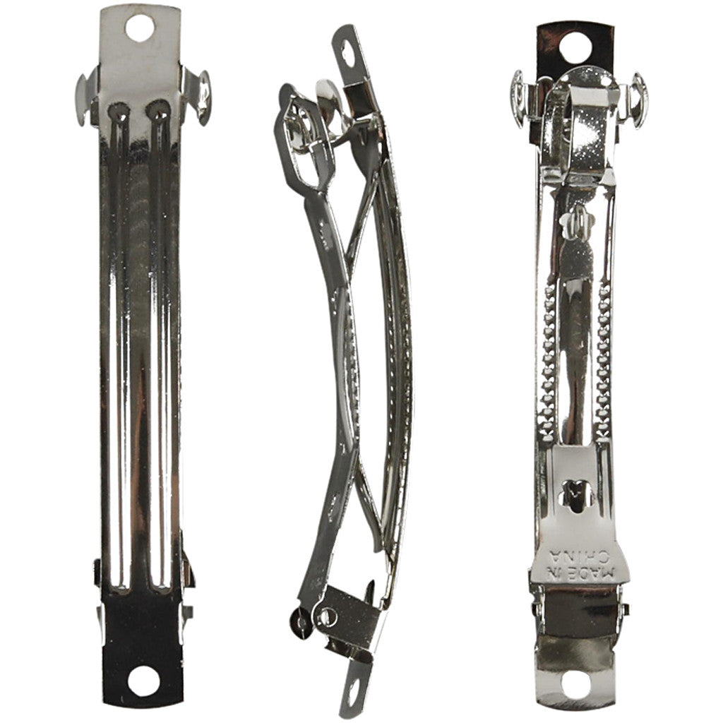 Haarspange, L 8 cm, B 8 mm, Versilbert, 30 Stk/ 1 Pck [HOB-600882]