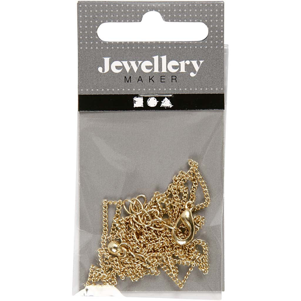 Kette, L 80 cm, D 1 mm, Vergoldet, 1 Stk [HOB-60159]