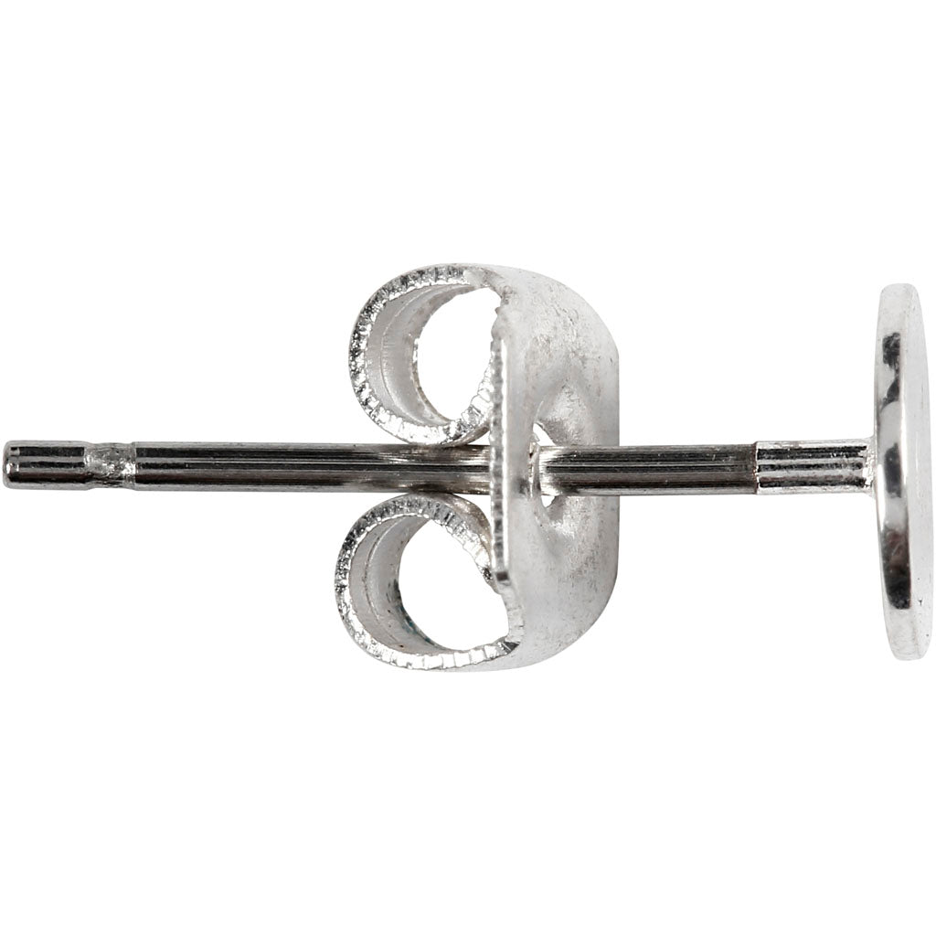 Stud Earrings, L: 13 mm, silver-plated, 100 pc