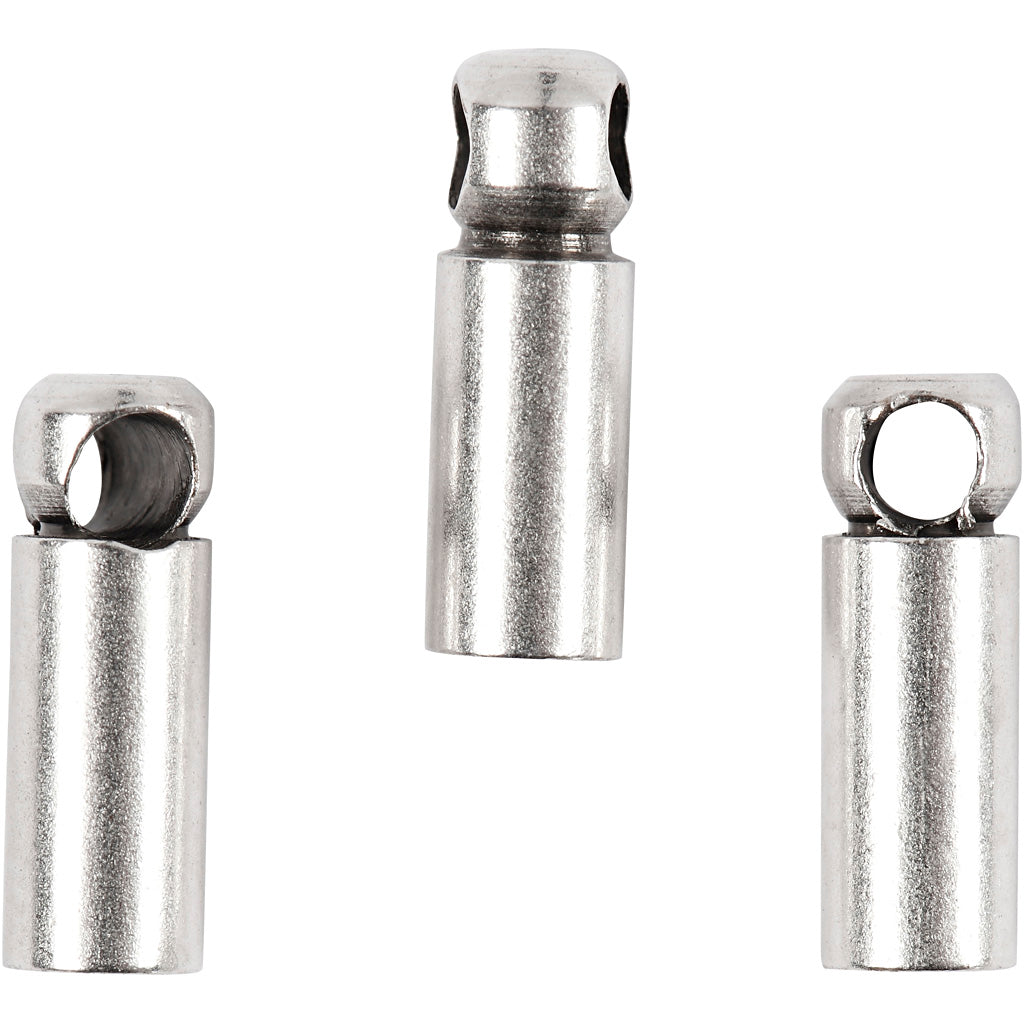 End Caps, L: 8 mm, dia. 2 mm, silver-plated, 10 pc