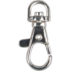 Karabinerverschluss mit Drehgelenk, H 3,7 cm, B 1,4 cm, D 37 mm, Versilbert, 15 Stk/ 1 Pck [HOB-61314]