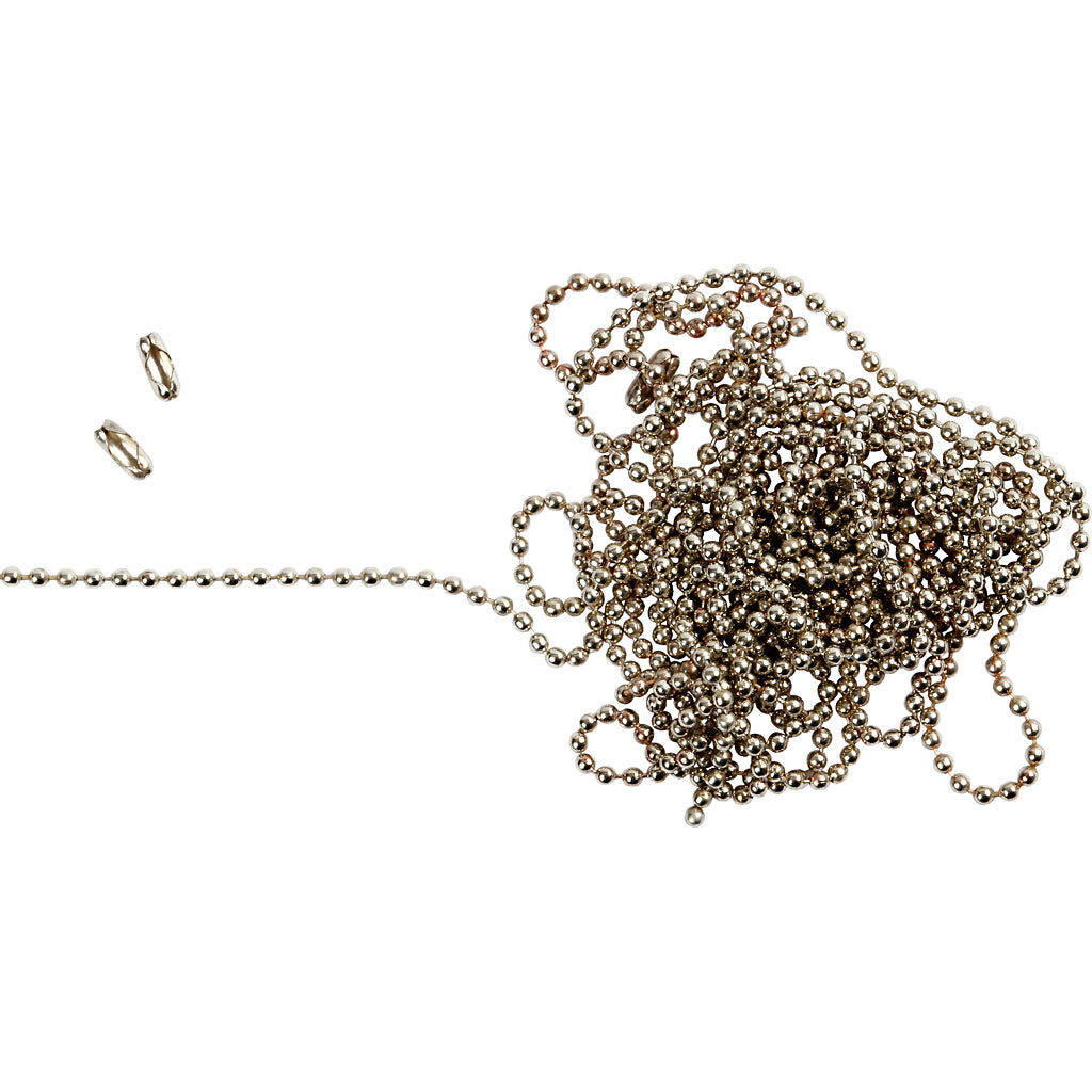 Kugelkette, D 1,5 mm, Versilbert, 3 m/ 1 Rolle [HOB-61530]