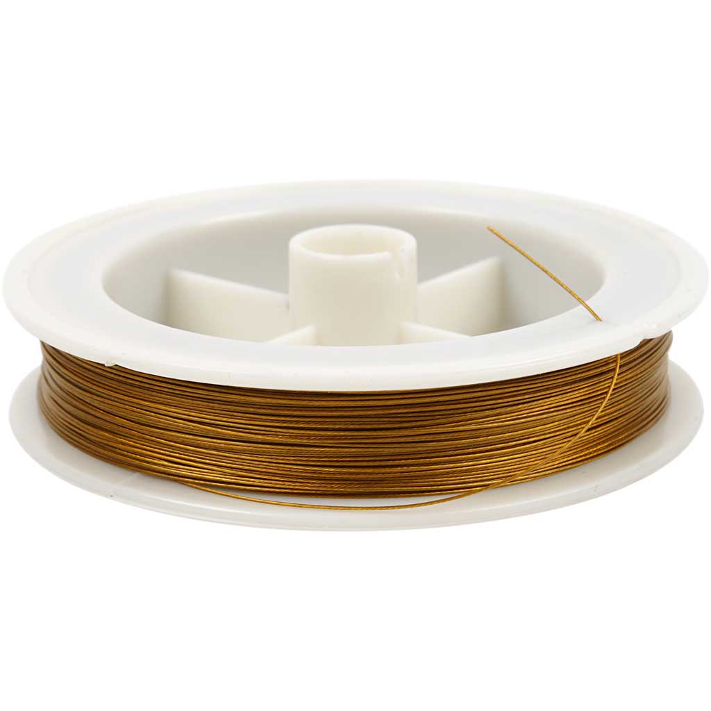 Beading Wire, gold, thickness 0,38 mm, 100 m/ 1 roll