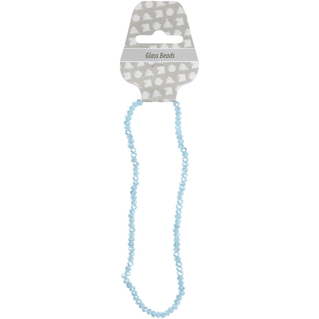 Glasschliffperlen, Größe 3x4 mm, Lochgröße 0,8 mm, Meerblau, 100 Stk/ 1 Pck [HOB-61663]