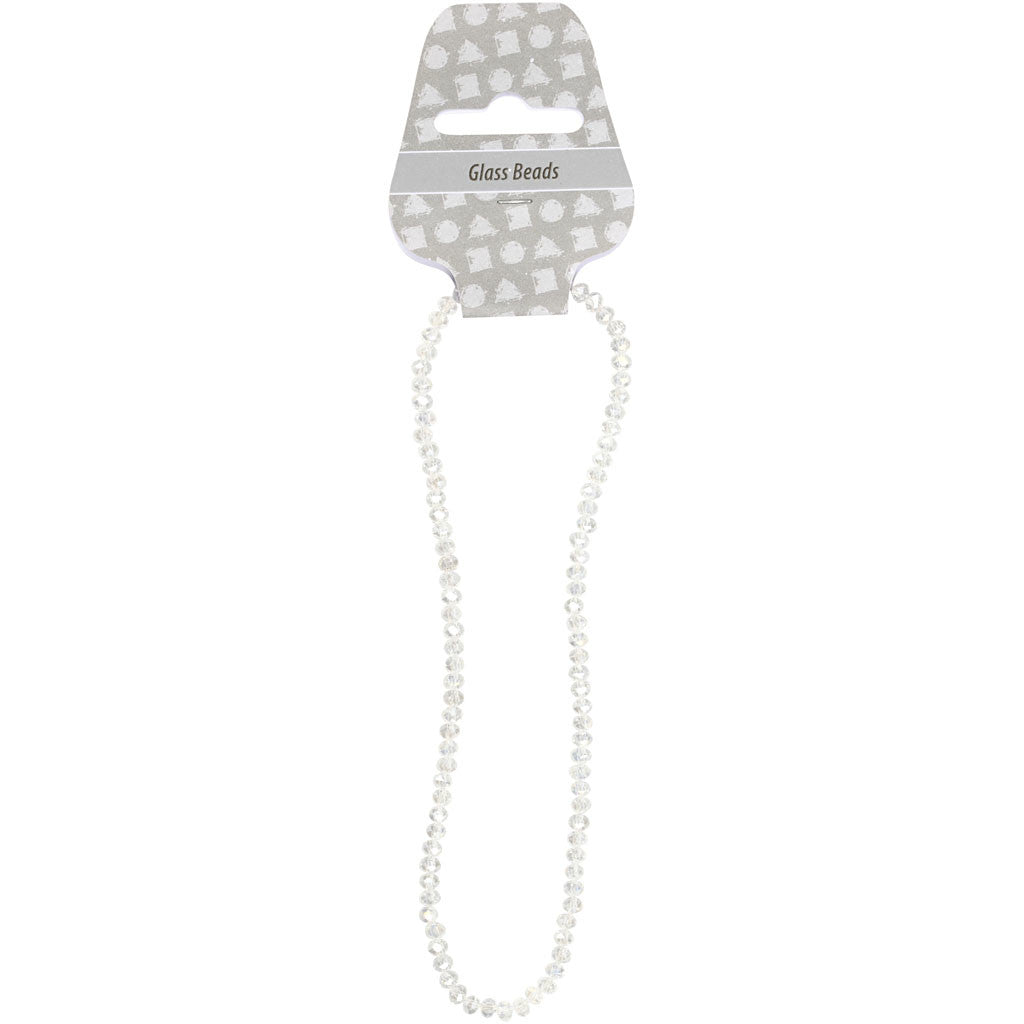 Glasschliffperlen, Größe 3x4 mm, Lochgröße 0,8 mm, Kristall, 100 Stk/ 1 Pck [HOB-61665]