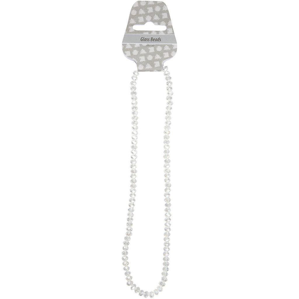 Glasschliffperlen, Größe 5x6 mm, Lochgröße 1 mm, Kristall, 100 Stk/ 1 Pck [HOB-61672]