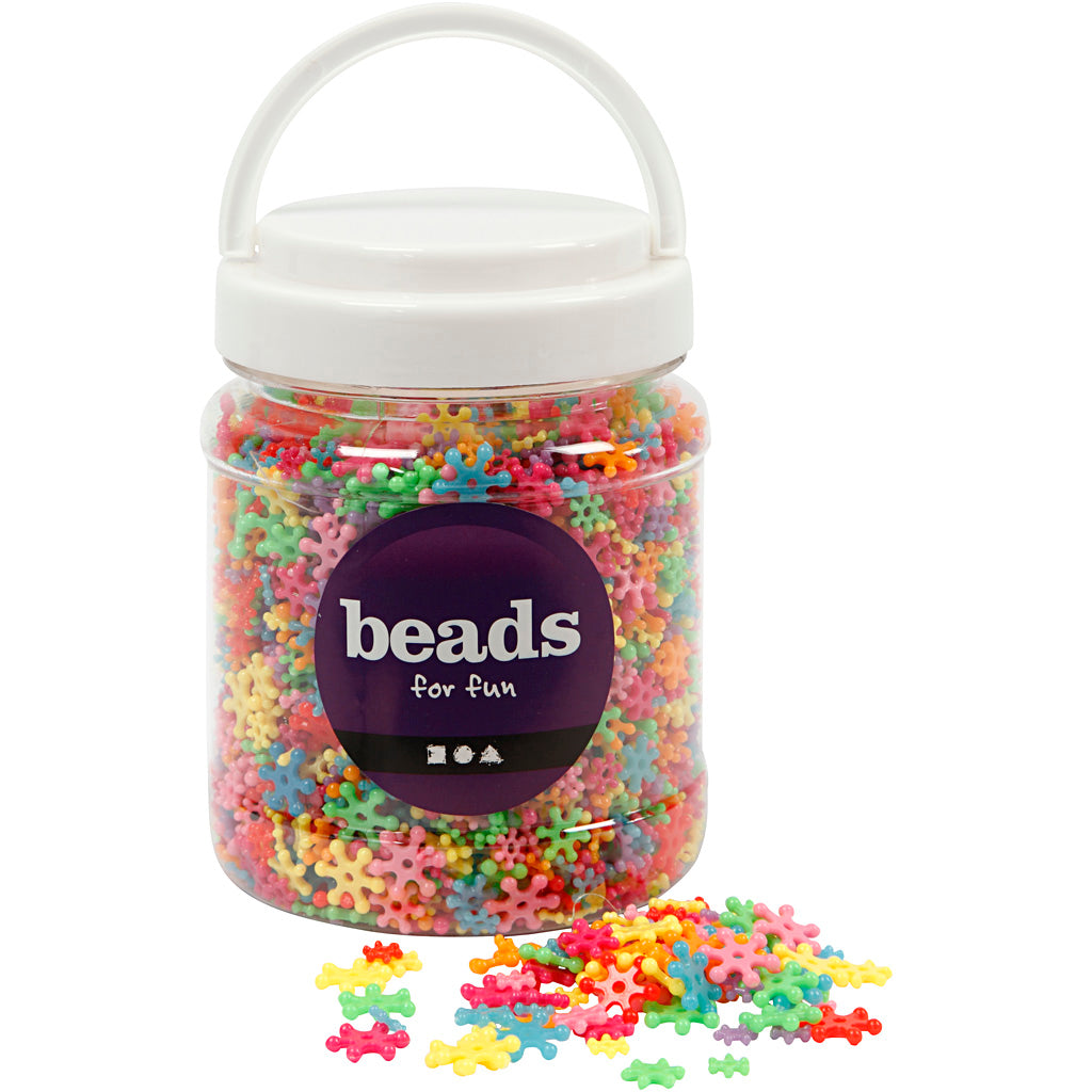 Novelty Beads, dia. 7-13,5 mm, hole size 2 mm, ca. 4000 pc, assorted colours, 270 g, 700 ml/ 1 tub