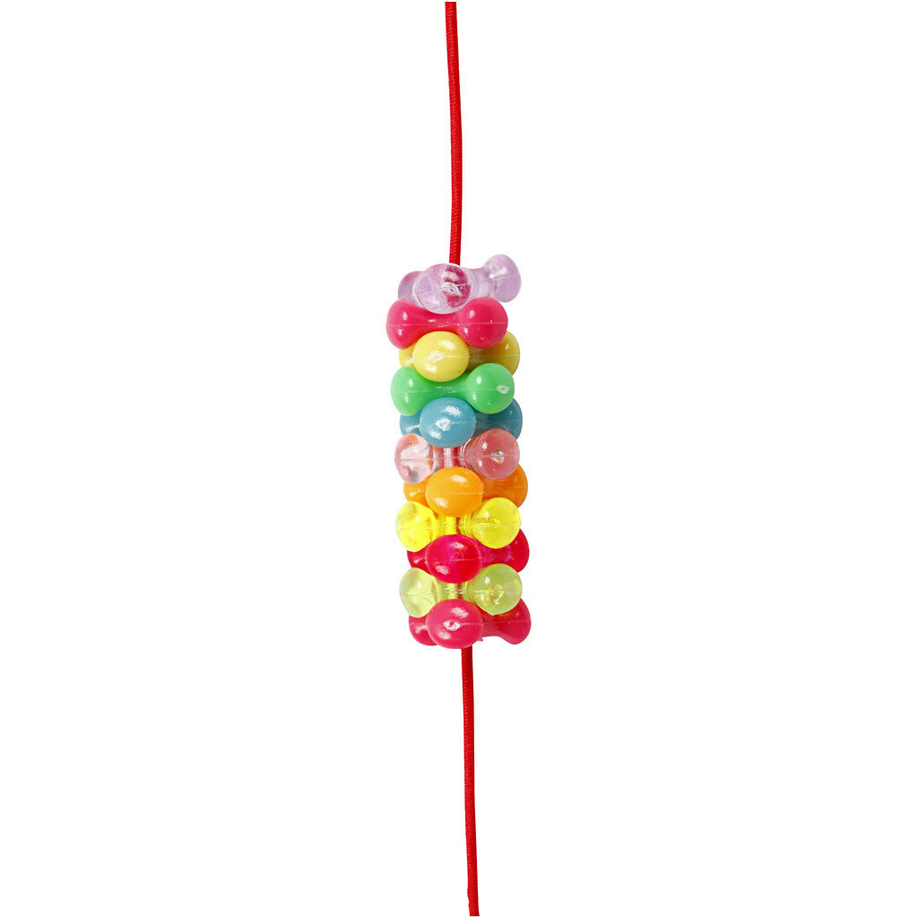 Kunststoffperlen-Mix, D 10 mm, Lochgröße 2 mm, ca. 200 Stk, 65 g, 125 ml/ 1 Pck [HOB-617760]