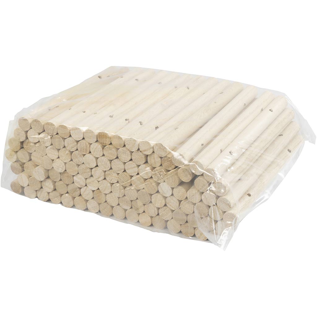 Holzstangen für Untersetzer, D 14-15 mm, Größe 18 cm, Lochgröße 4 mm, 108 Stk/ 1 Pck [HOB-669070]