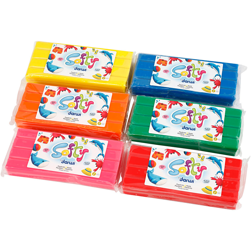Weiche Knetmasse, Sortierte Farben, 6x500 g/ 1 Pck [HOB-680495]