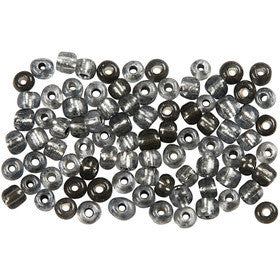 Rocailleperlen, D 4 mm, Größe 6/0, Lochgröße 0,9-1,2 mm, Grau transparent, 25 g/ 1 Pck [HOB-682741]