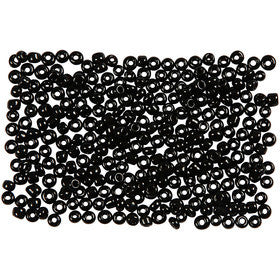 Rocailleperlen, D 2 mm, Größe 12/0, Lochgröße 0,8 mm, Schwarz, 25 g/ 1 Pck [HOB-682831]