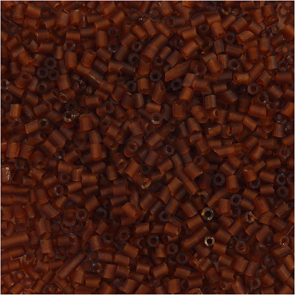Rocaille Seed Beads 2-cut, dia. 1,7 mm, size 15/0, hole size 0,5 mm, brown, 25 g