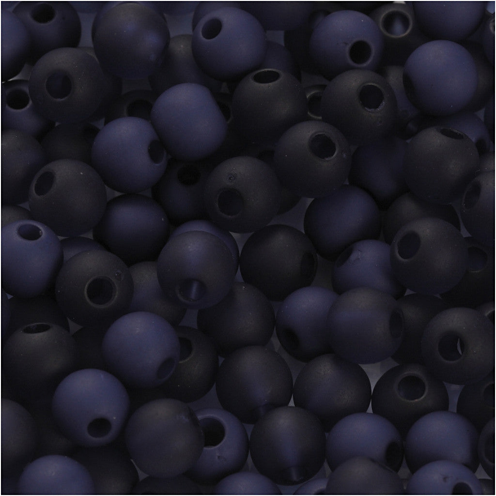 Kunststoffperlen, D 6 mm, Lochgröße 2 mm, ca. 150 Stk, Blau, 40 g/ 1 Pck [HOB-69593]