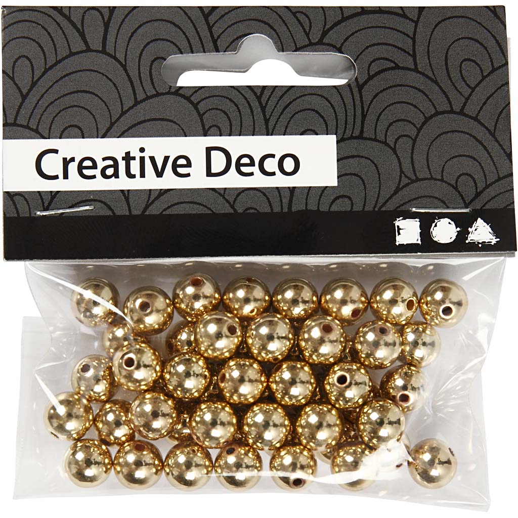 Schmuckperlen, D 8 mm, Lochgröße 1 mm, Gold, 50 Stk/ 1 Pck [HOB-698221]