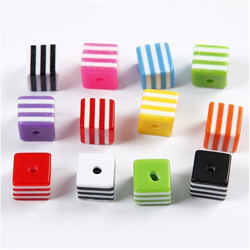 Perlenmischung , Größe 8x8 mm, Lochgröße 2,5 mm, ca. 950 Stk, 500 g, 700 ml/ 1 Dose [HOB-69983]