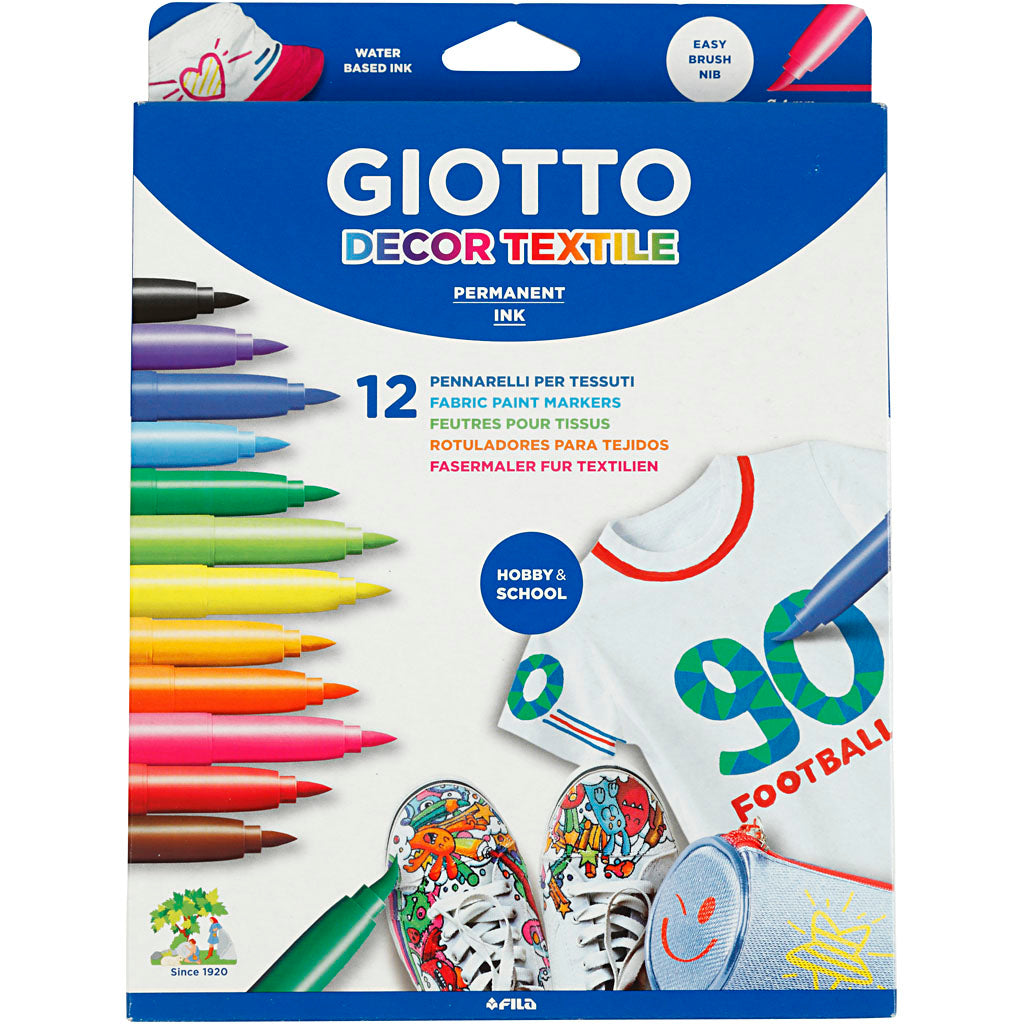 GIOTTO Stoffmalstifte, Strichstärke 4 mm, Sortierte Farben, 12 Stk/ 1 Pck [HOB-701290]