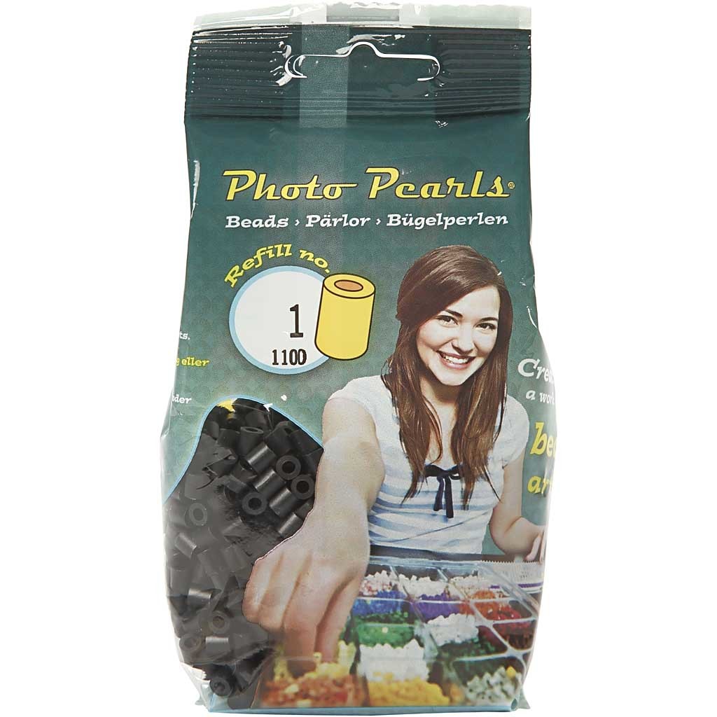 Bügelperlen, Größe 5x5 mm, Lochgröße 2,5 mm, medium, Schwarz (32220), 1100 Stk/ 1 Pck [HOB-751010]