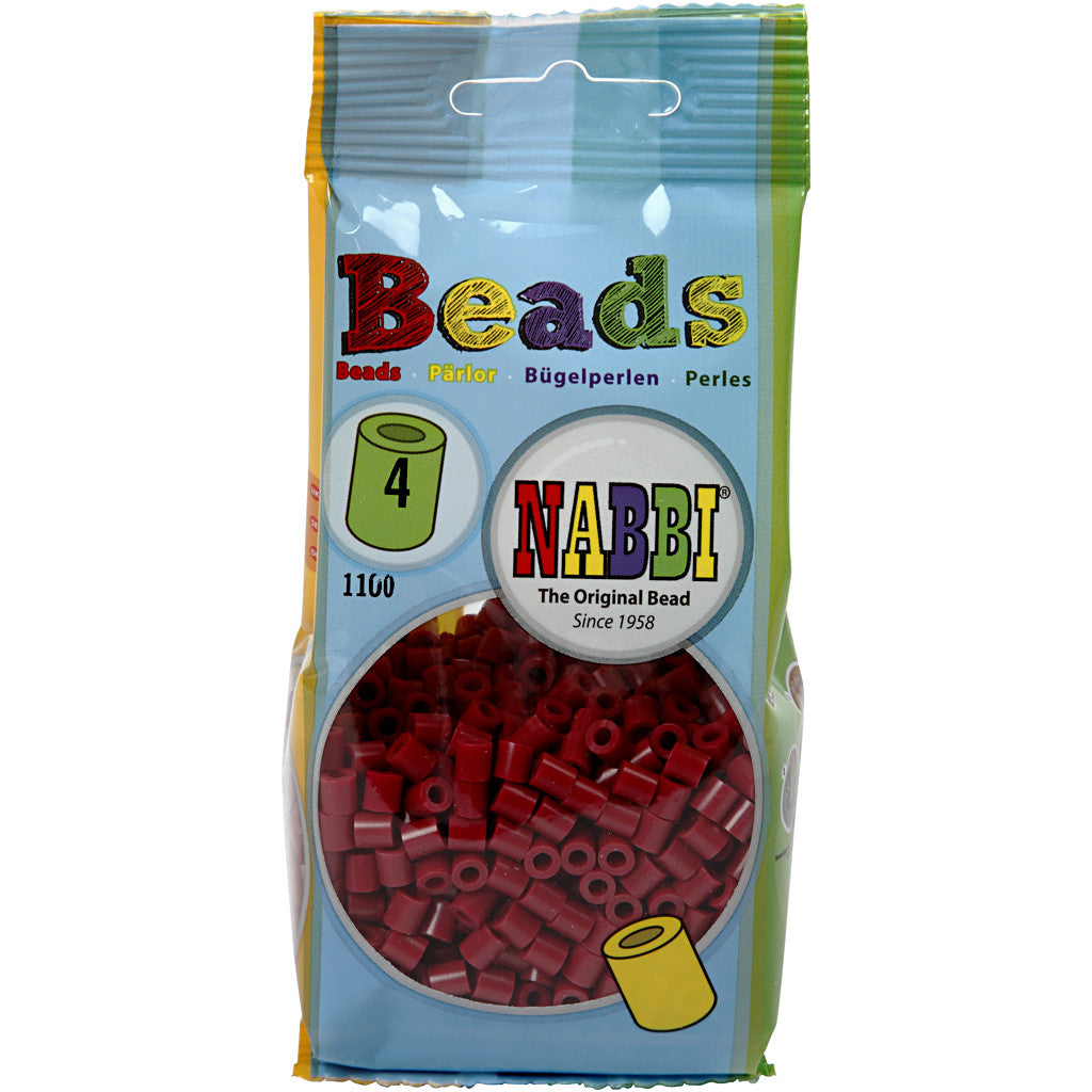 Bügelperlen, Größe 5x5 mm, Lochgröße 2,5 mm, medium, Weinrot (32239), 1100 Stk/ 1 Pck [HOB-751040]