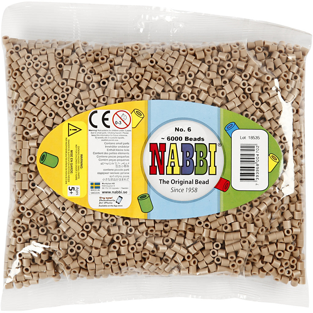 Bügelperlen, Größe 5x5 mm, Lochgröße 2,5 mm, medium, Beige (32248), 6000 Stk/ 1 Pck [HOB-751061]