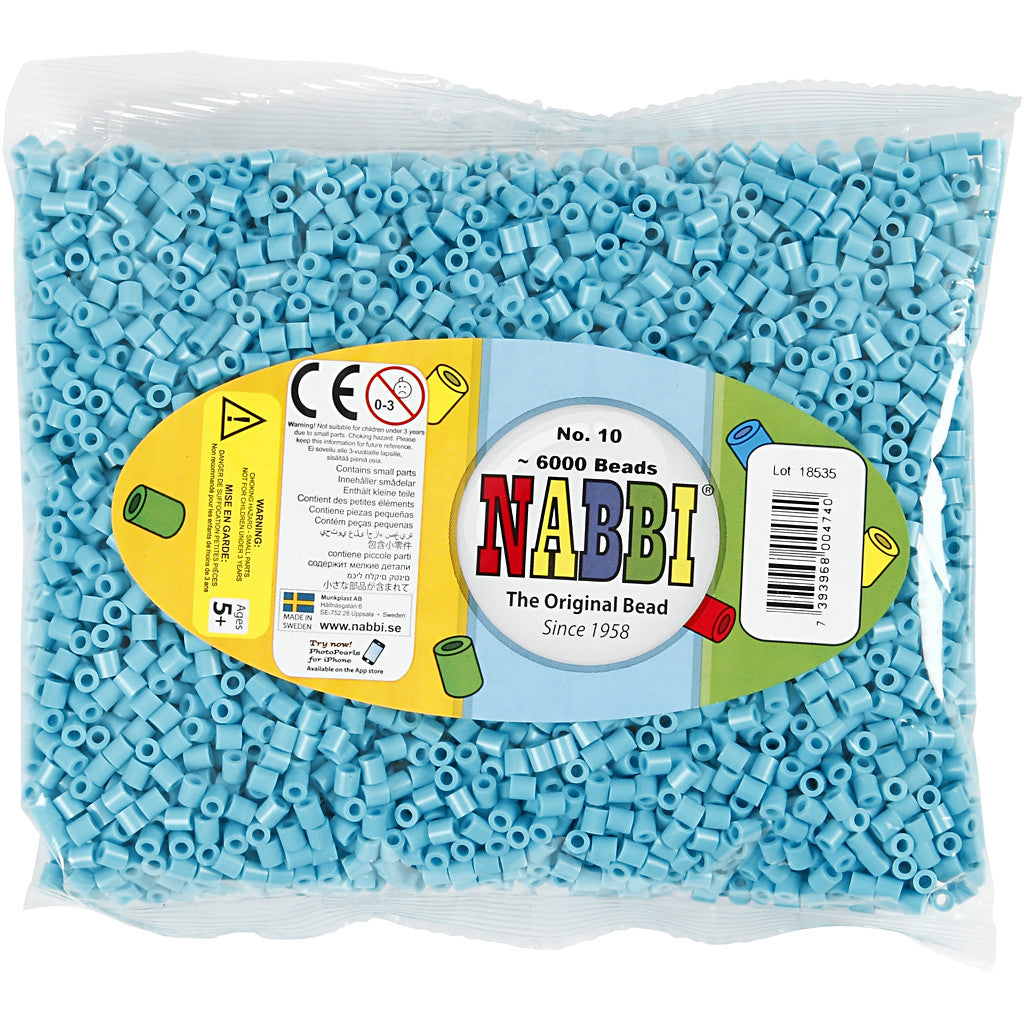 Bügelperlen, Größe 5x5 mm, Lochgröße 2,5 mm, medium, Türkis (32256), 6000 Stk/ 1 Pck [HOB-751101]