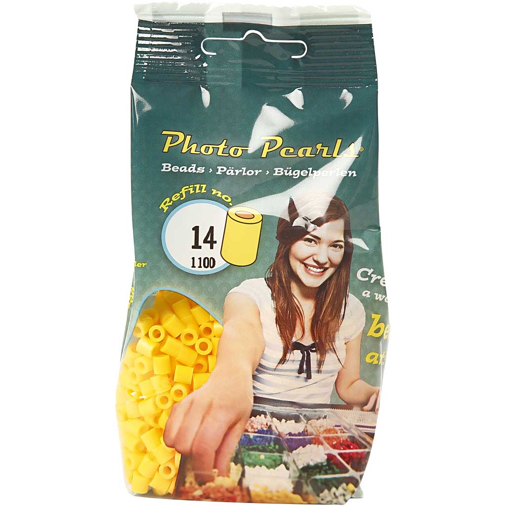 Bügelperlen, Größe 5x5 mm, Lochgröße 2,5 mm, medium, Gelb (32227), 1100 Stk/ 1 Pck [HOB-751140]