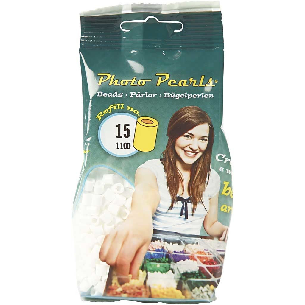 Bügelperlen, Größe 5x5 mm, Lochgröße 2,5 mm, medium, Weiß (32221), 1100 Stk/ 1 Pck [HOB-751150]