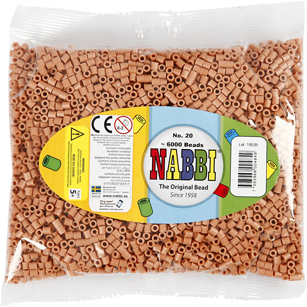 Bügelperlen, Größe 5x5 mm, Lochgröße 2,5 mm, medium, Hellbraun (32260), 6000 Stk/ 1 Pck [HOB-751201]