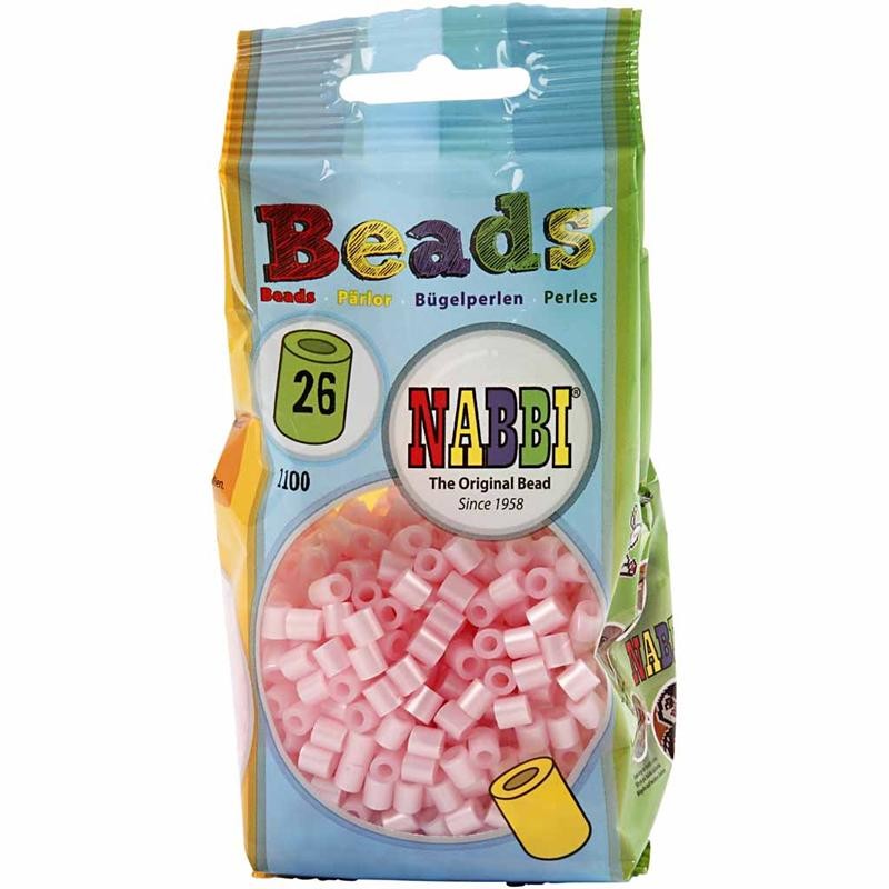 Bügelperlen, Größe 5x5 mm, Lochgröße 2,5 mm, medium, Perlmuttrosa (32259), 1100 Stk/ 1 Pck [HOB-751260]