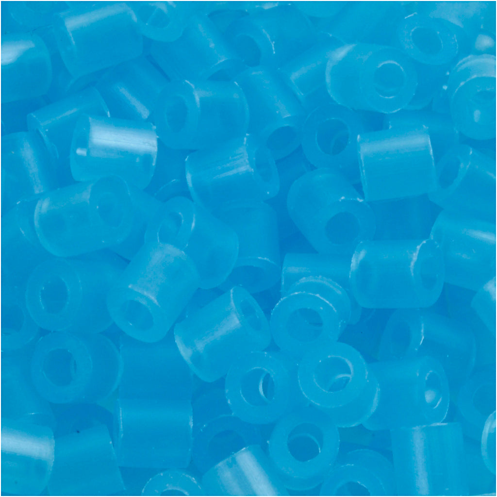Fuse Beads, size 5x5 mm, hole size 2,5 mm, medium, neon blue (32235), 6000 pc