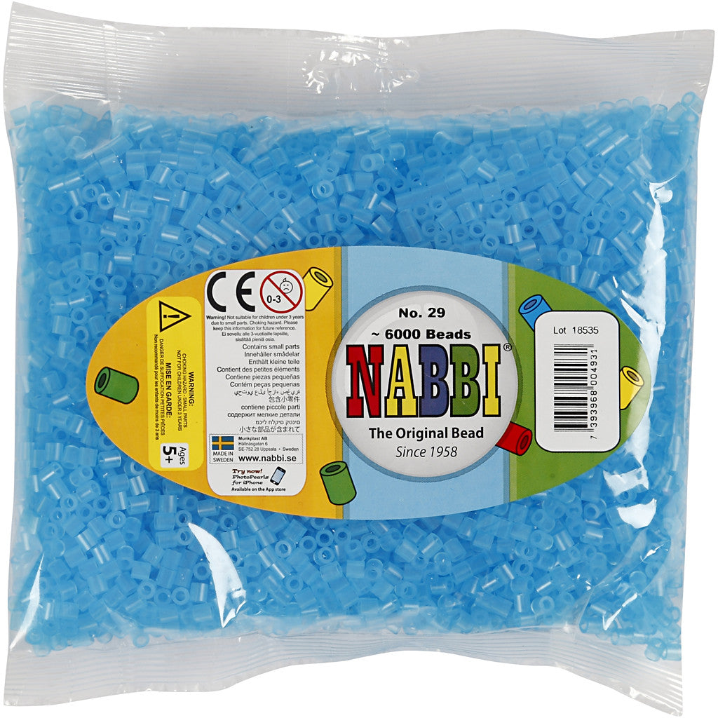 Bügelperlen, Größe 5x5 mm, Lochgröße 2,5 mm, medium, Neonblau (32235), 6000 Stk/ 1 Pck [HOB-751291]