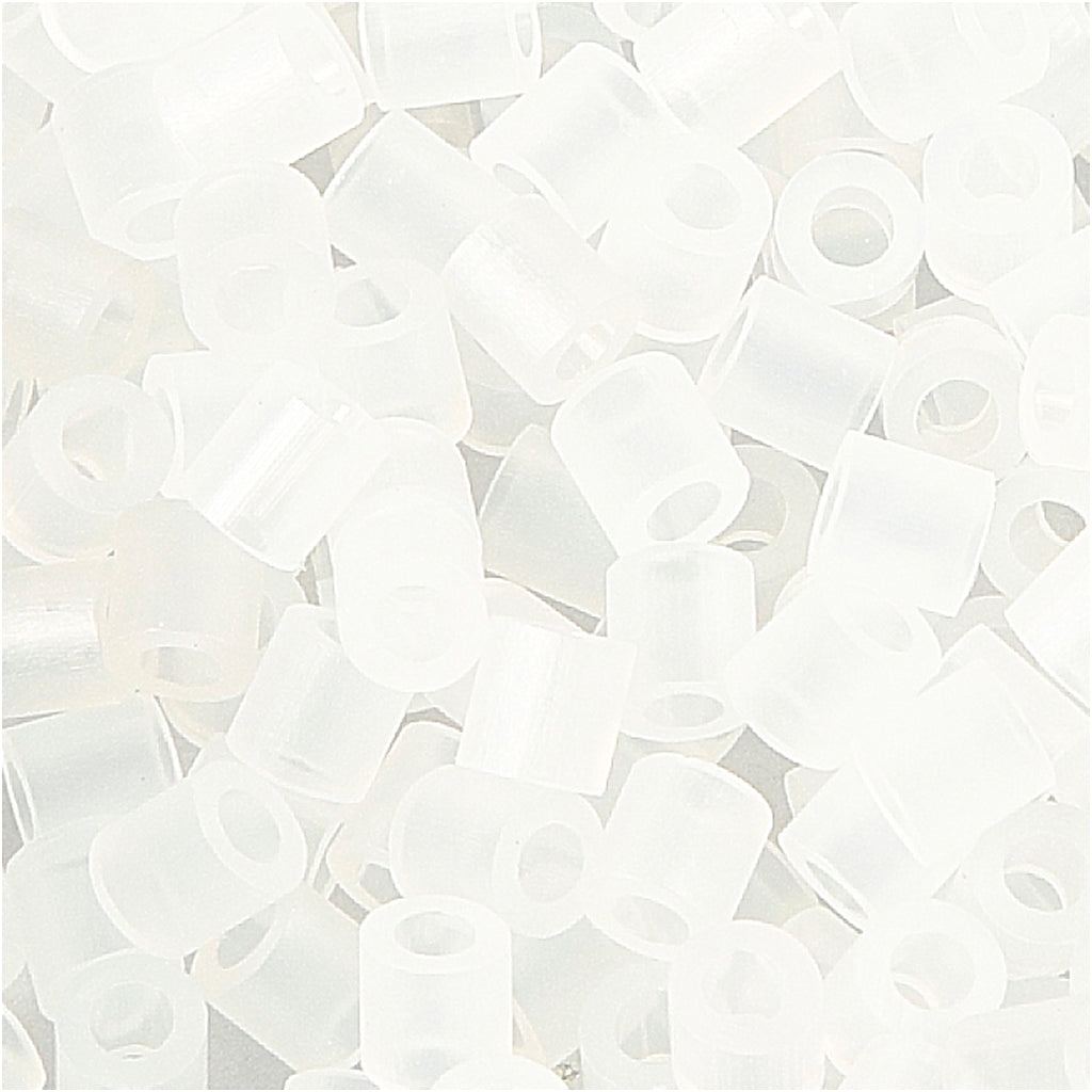 Fuse Beads, size 5x5 mm, hole size 2,5 mm, medium, transparent clear (32264), 1100 pc