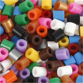 Nabbi Fuse Beads mit Schlitz, Größe 5x5 mm, Lochgröße 2,5 mm, medium, Standard-Farben, 1100 sort./ 1 Pck [HOB-751350]