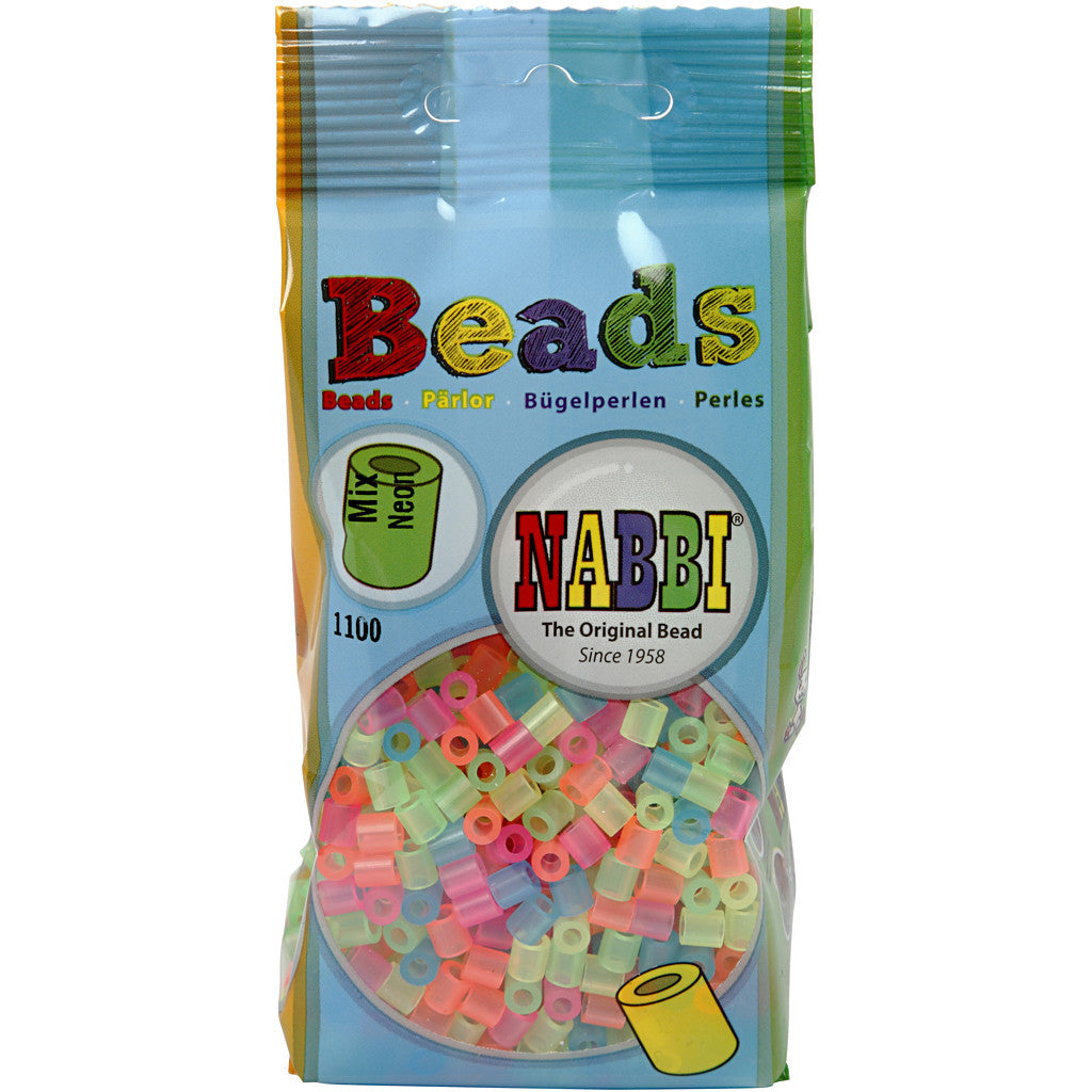 Bügelperlen, Größe 5x5 mm, Lochgröße 2,5 mm, medium, Neonfarben, 1100 sort./ 1 Pck [HOB-75253]