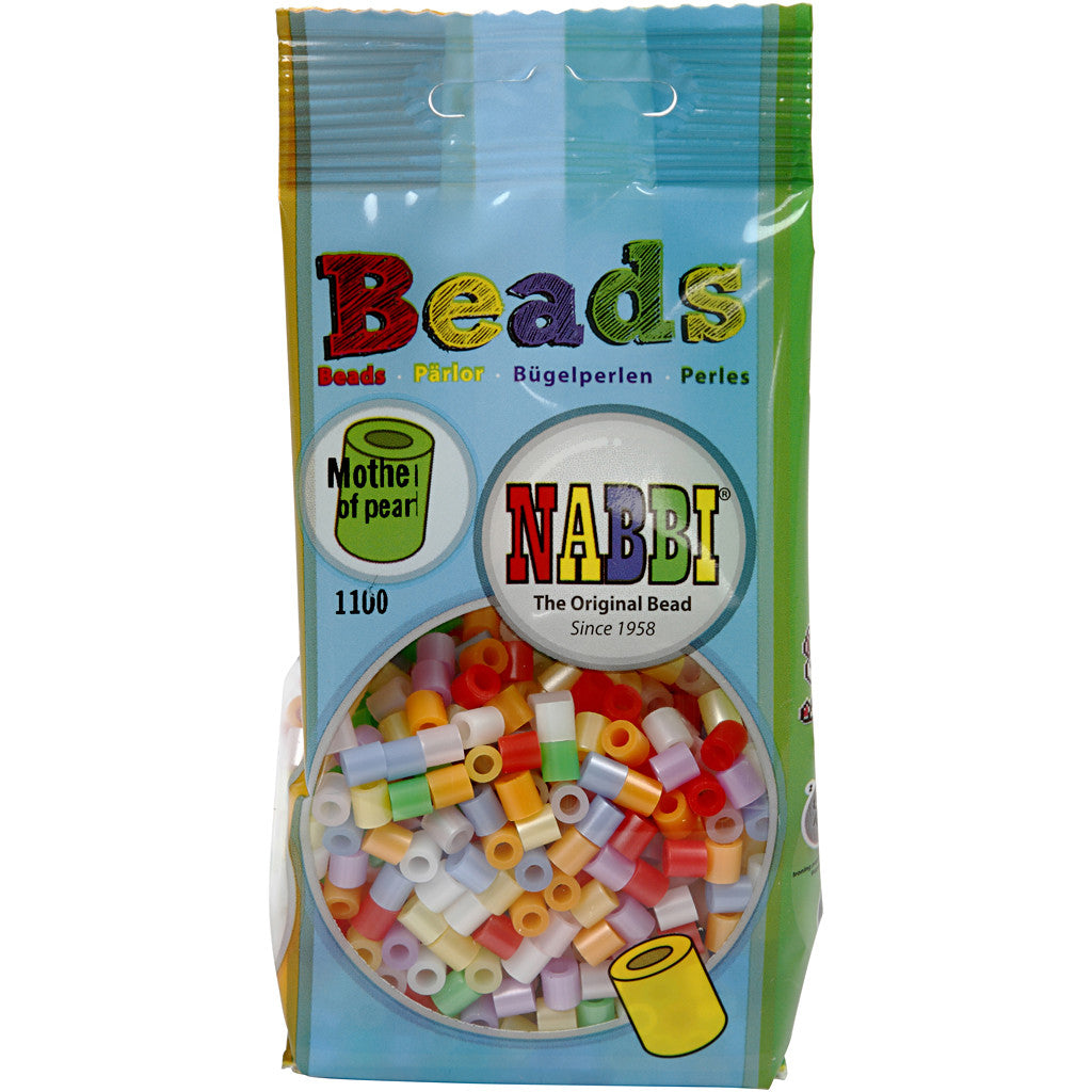 Bügelperlen, Größe 5x5 mm, Lochgröße 2,5 mm, medium, Perlmuttfarben, 1100 sort./ 1 Pck [HOB-75263]