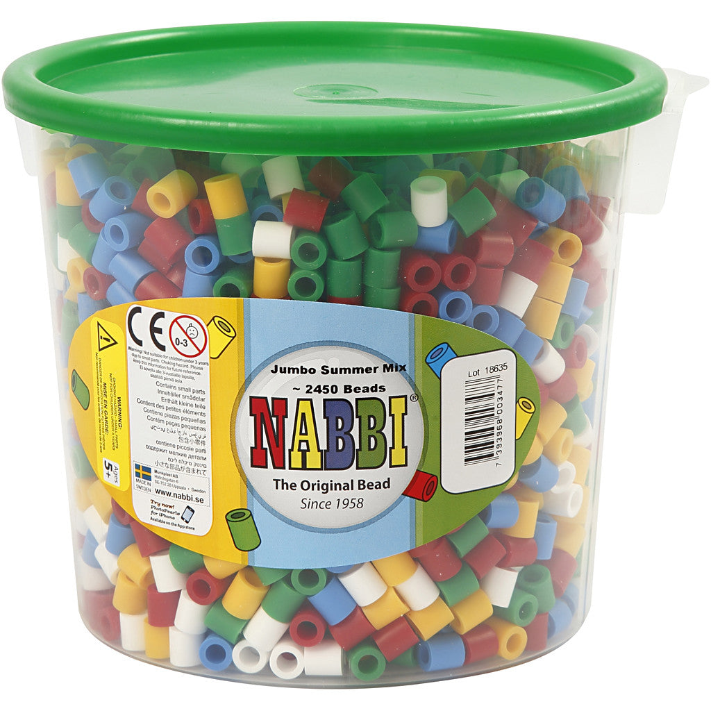 Bügelperlen, Größe 10x10 mm, Lochgröße 5,5 mm, JUMBO, Standard-Farben, 2450 sort./ 1 Pck [HOB-753513]