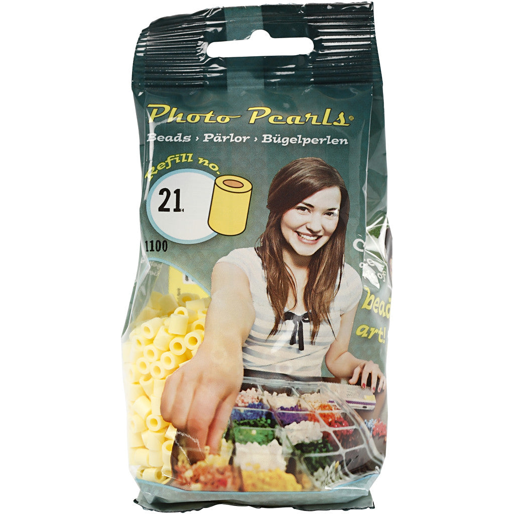Fotoperlen, Größe 5x5 mm, Lochgröße 2,5 mm, medium, Hellgelb (21), 1100 Stk/ 1 Pck [HOB-755210]