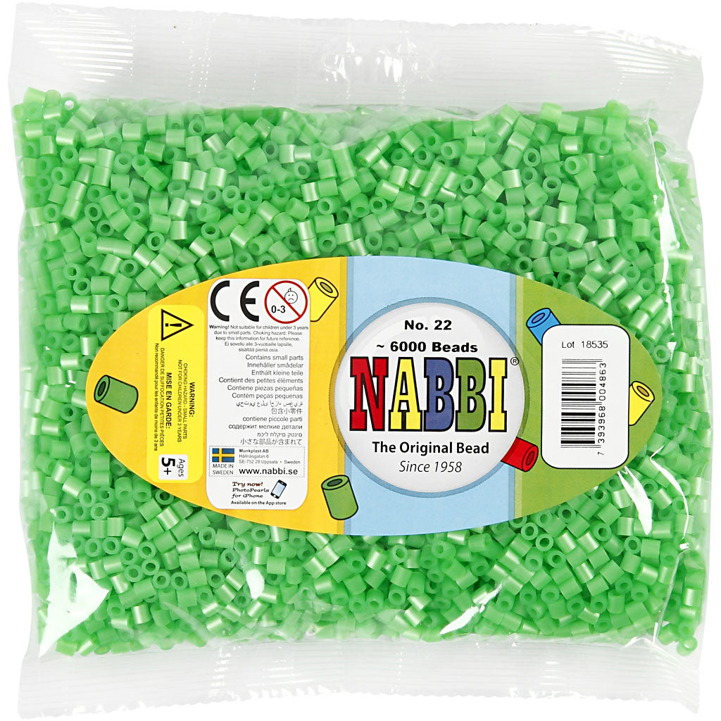 Fotoperlen, Größe 5x5 mm, Lochgröße 2,5 mm, medium, Perlmuttgrün (22), 6000 Stk/ 1 Pck [HOB-75522]