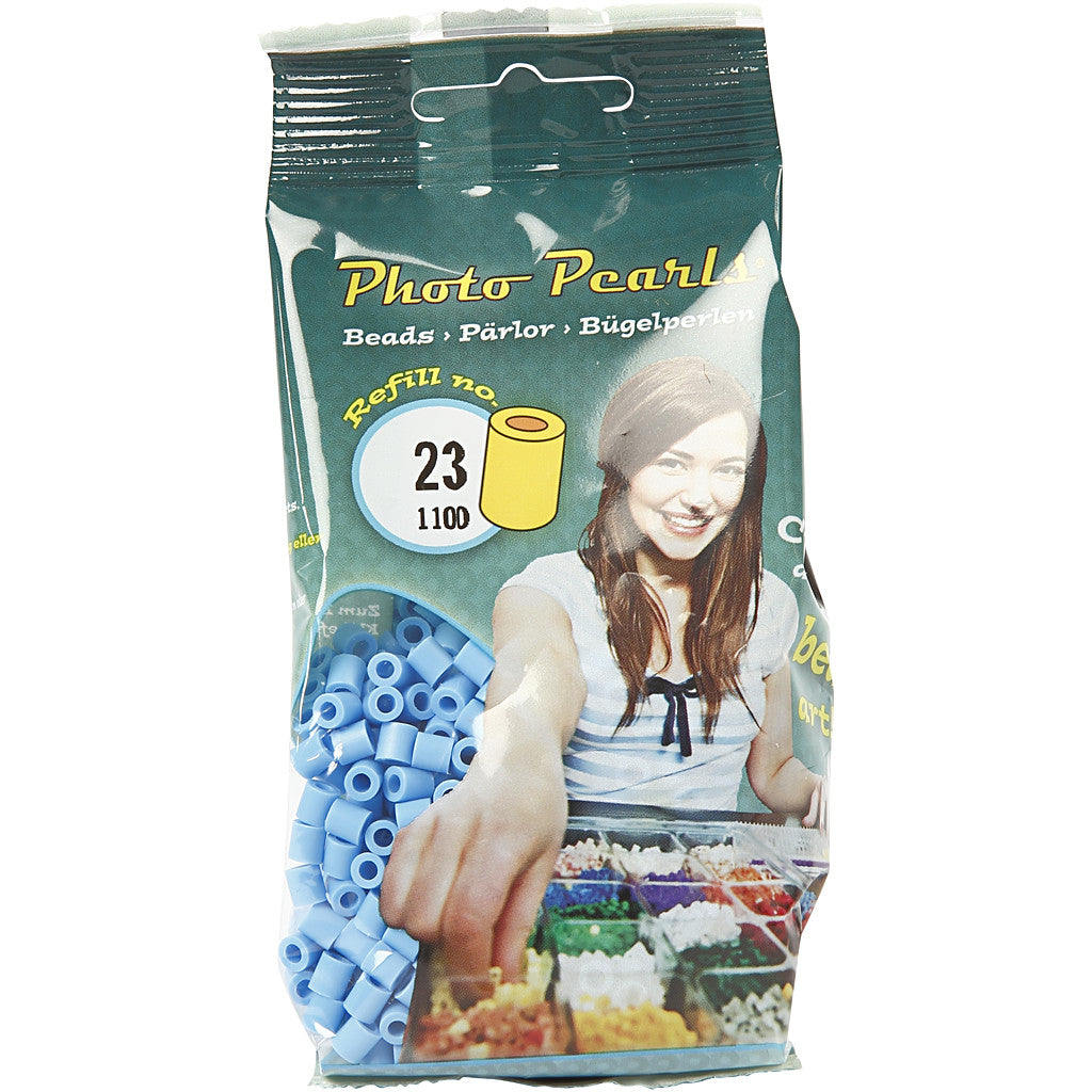 Fotoperlen, Größe 5x5 mm, Lochgröße 2,5 mm, medium, Pastellblau (23), 1100 Stk/ 1 Pck [HOB-755230]