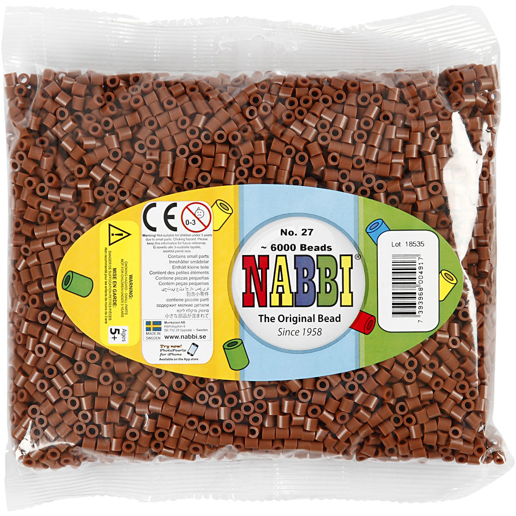 Fotoperlen, Größe 5x5 mm, Lochgröße 2,5 mm, medium, Schokolade (27), 6000 Stk/ 1 Pck [HOB-75527]