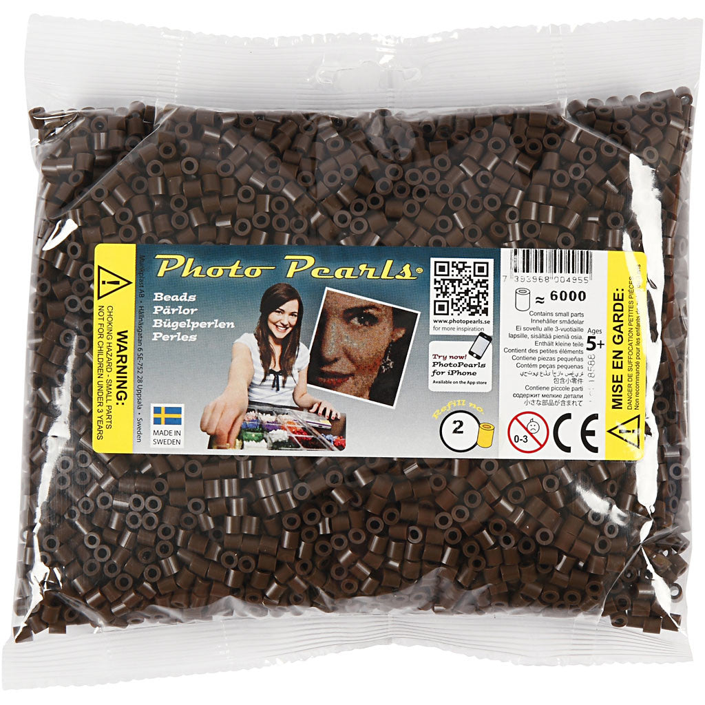 Fotoperlen, Größe 5x5 mm, Lochgröße 2,5 mm, medium, Dunkelbraun (2), 6000 Stk/ 1 Pck [HOB-75552]