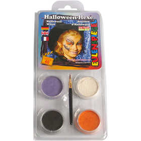 Eulenspiegel Gesichtsschminke - Motivset, Halloween-Hexe, Sortierte Farben, 1 Set [HOB-76108]