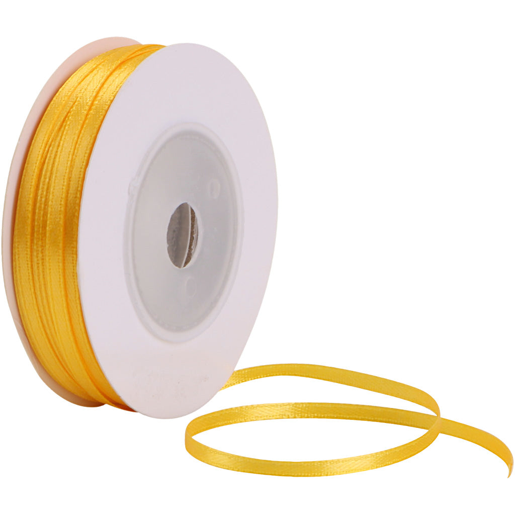 Satinband, B 3 mm, Sonnengelb, 30 m/ 1 Rolle [HOB-780014]